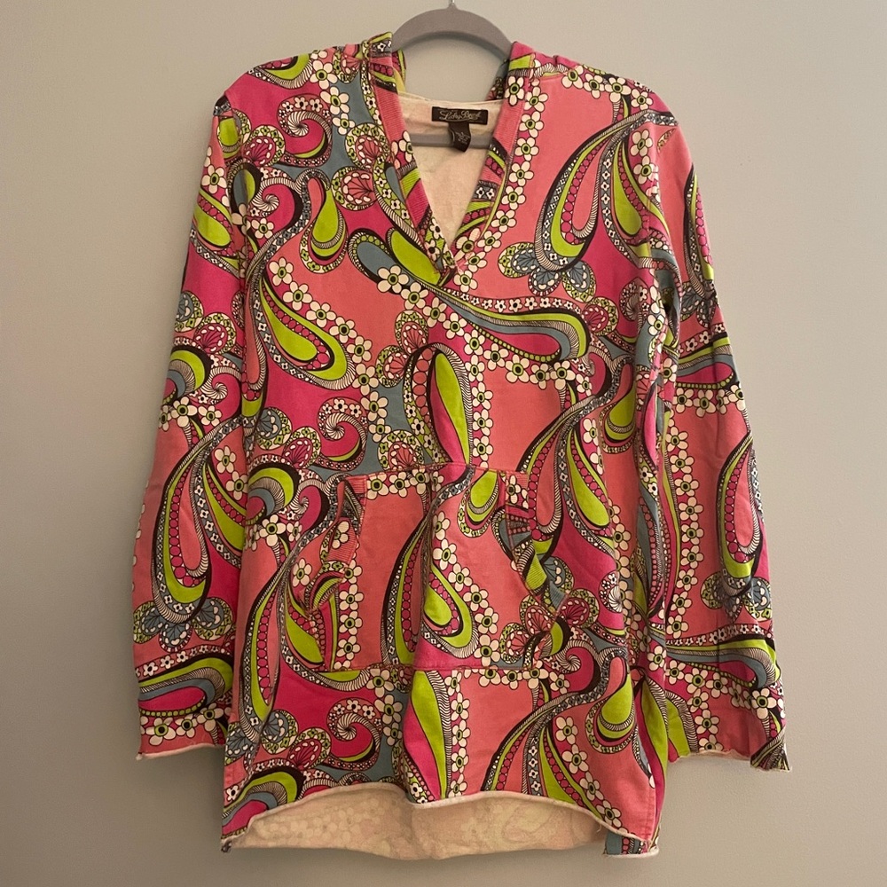 Lucky Brand Vintage Y2K Pink and Green Paisley Hoodie